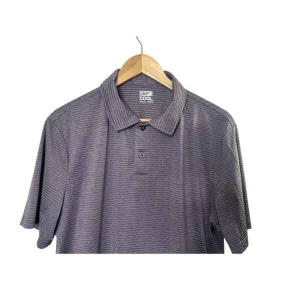 32 Degrees Cool Purple Stripe Short Sleeve Polo Shirt Men's Size Large - Picture 2 of 5